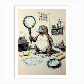 Eel And Magnifying Glass Art Print