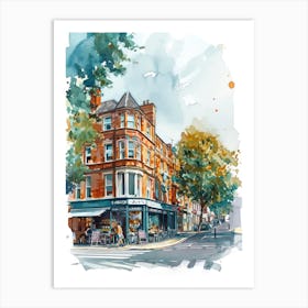 Ealing London Borough   Street Watercolour 4 Art Print