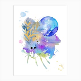 Watercolor Of Flowers And Leaves 1 Art Print