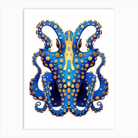 Blue Ringed Octopus Flat Illustration 1 Art Print