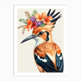 Bird With Flowers On Its Head Art Print