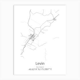 Levin,New Zealand Minimalist Map Art Print