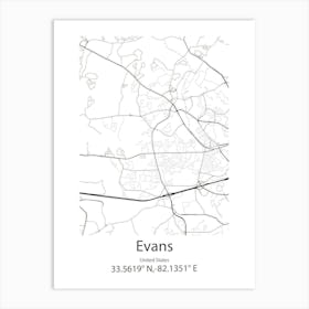 Evans,United States Minimalist Map Art Print