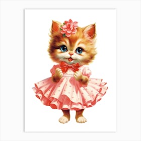 Vintage Cat On A Dress Kitsch 5 Art Print
