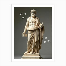 Olympiad Greek Statue Cool Realistic Illustration Art Print