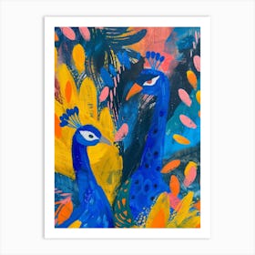 Colourful Peacock Painting 1 Art Print