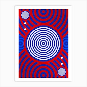 Geometric Glyph Abstract in White on Red and Blue Array n.0063 Art Print