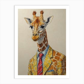 Giraffe In Suit 2 Art Print