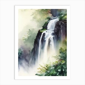 Bhagsunag Falls, India Water Colour  Art Print