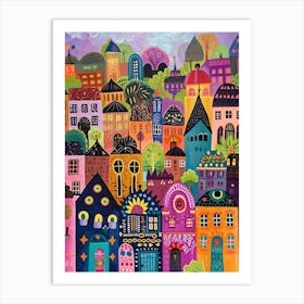 Kitsch Washing Inspired Cityscape 4 Art Print