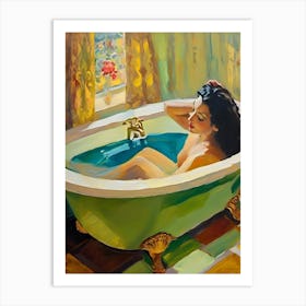 Nude Woman In A Bathtub 2 Art Print