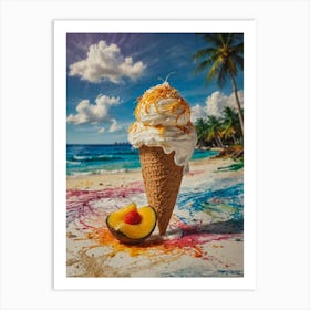 Ice Cream Cone On The Beach 1 Art Print