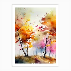 Watercolor Autumn Trees 1 Art Print