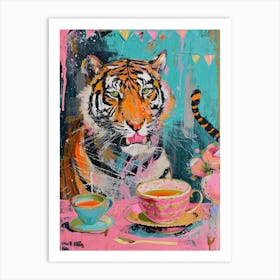Kitsch Tiger Tea Party 1 Art Print