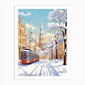 Vintage Winter Travel Illustration St Petersburg Russia 2 Art Print