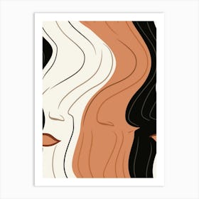 Swirl Line Abstract Face Illustration Copper Art Print