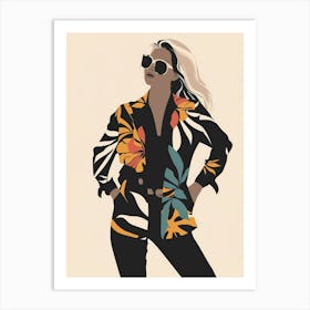 Woman In Floral Jacket Art Print