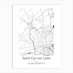 Saint Cyr Sur Loire,France Minimalist Map Art Print