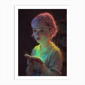 Little Girl Reading A Book Art Print