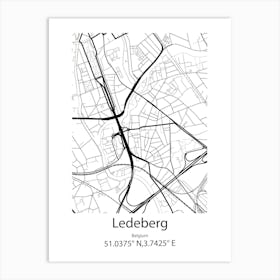 Ledeberg,Belgium Minimalist Map Art Print