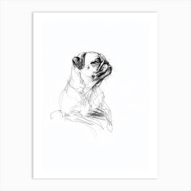 Pug Dog Charcoal Line 2 Art Print