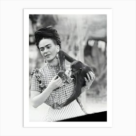 Frida Kahlo Holding Her Pet Monkey Art Print