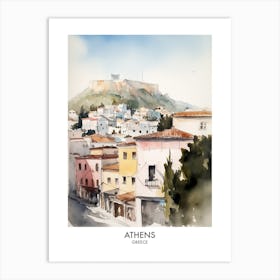 Athens Watercolour Travel Poster Art Print
