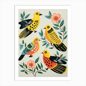 Folk Style Bird Painting Yellowhammer 3 Art Print