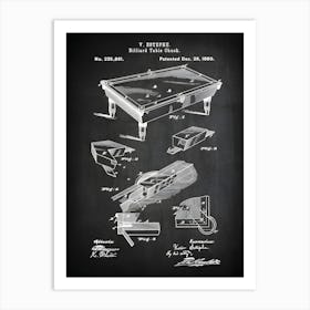 Billiard Table Chuck Billiard Table Billiard Art Billiard Game Game Art Game Blueprint Game Decor Pool Table Patent Eg8611 Art Print