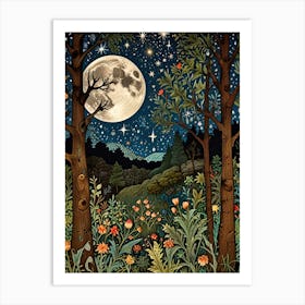 William Morris Moonlight In The Woods 105 Art Print