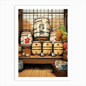 Sake Barrels Japanese 8 Art Print