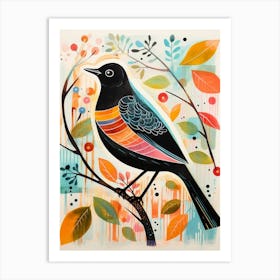 Bird Painting Collage Blackbird 3 Art Print
