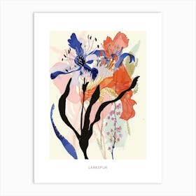 Colourful Flower Illustration Poster Larkspur 1 Art Print