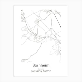 Bornheim,Germany Minimalist Map Art Print