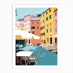 Portofino, Italy, Flat Pastels Tones Illustration 2 Art Print