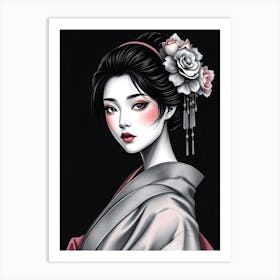 Geisha Beauty Pastell Portrait Affiche