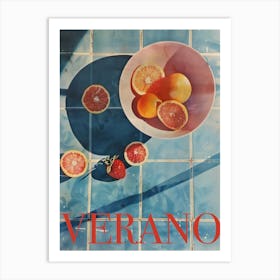 Verano Summer Poster 70s Strawberries Oranges Kitchen Poster Pool Art Art Print