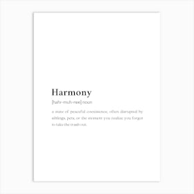 Harmony Funny Definition Wall Art Print