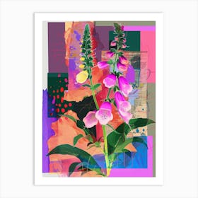 Foxglove 2 Neon Flower Collage Art Print