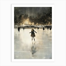 Ice Skating At Night 2 Art Print