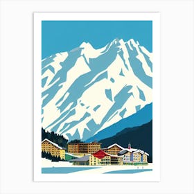 Kitzsteinhorn 3, Austria Midcentury Vintage Skiing Poster Art Print