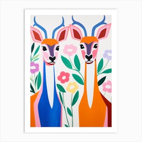 Colourful Kids Animal Art Gazelle Art Print