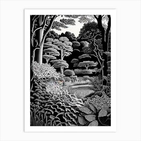 Callaway Gardens, 1, Usa Linocut Black And White Vintage Art Print