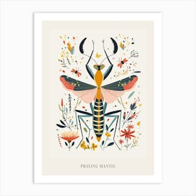 Colourful Insect Illustration Praying Mantis 13 Poster Art Print