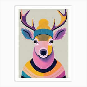 Cosy Reindeer Illustration Art Print