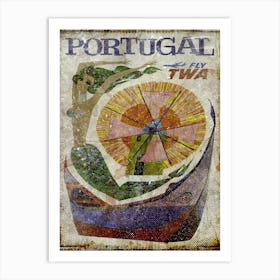 Vintage Travel Poster ― Portugal Fly Twa 2 Art Print