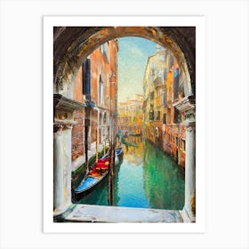 A Venetian Canal With Gondolas And Historical Architecture Art Print