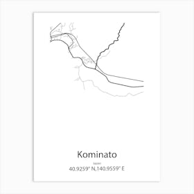 Kominato,Japan Minimalist Map Art Print