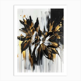 Black And Gold Flowers 5 Art Print