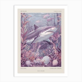 Purple Bull Shark In The Ocean Poster Art Print